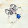 PAHALA 925 Sterling Silver Pink Blue Crystals Bow-Knot Cubic Zirconia