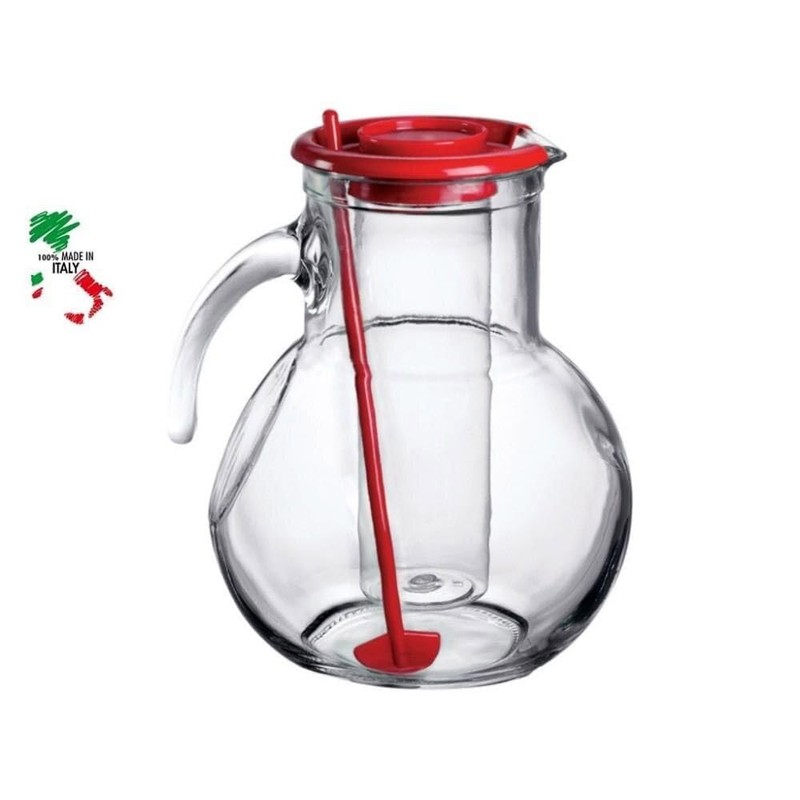 Bormioli Rocco Kufra Jug with Ice Container, Red Lid, 72