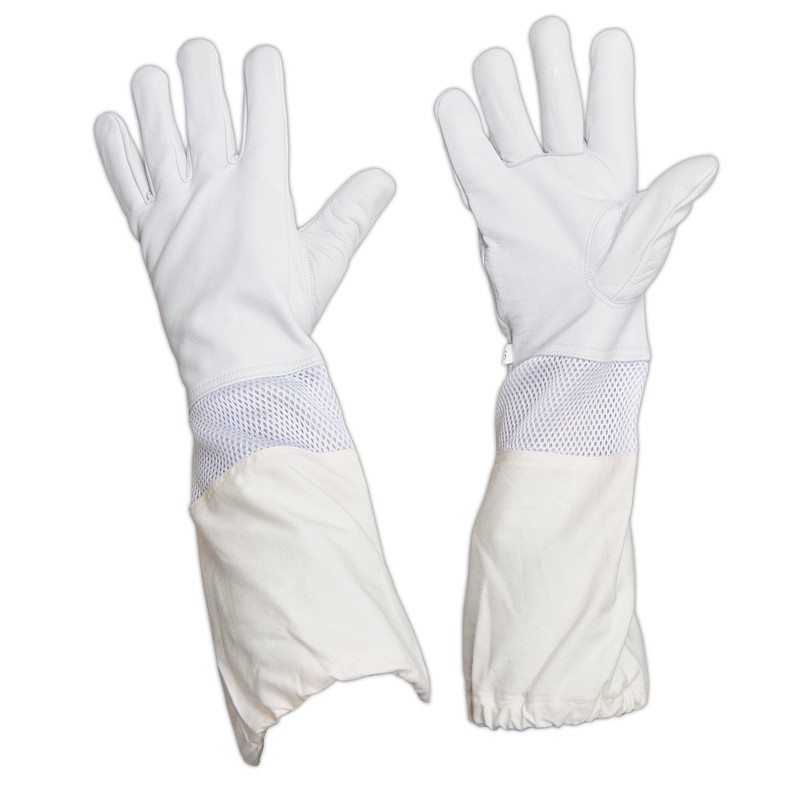 Forest Beekeeping Gloves, Premium Goatskin Leather Beekeeper's Glove with white