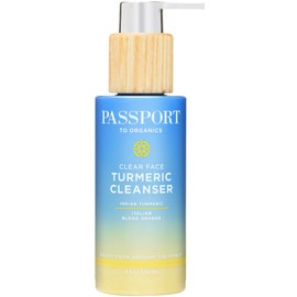Passport to Organics Clear Face Turmeric Cream Cleanser - Gentle, Everyday Face Wash with Turmeric, Olive Oil and Aloe Vera - Moisturizing Face Wash with Antioxidants for Anti-Aging - 4oz.