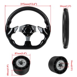 12.5" D-Shaped Boat Steering Wheel with 3/4“ Tapered Shaft, Black Axle Marine Steering Wheel for Seastar and Verad, etc. for Marine Boats, Vessels, Yacht, Pontoon Boat