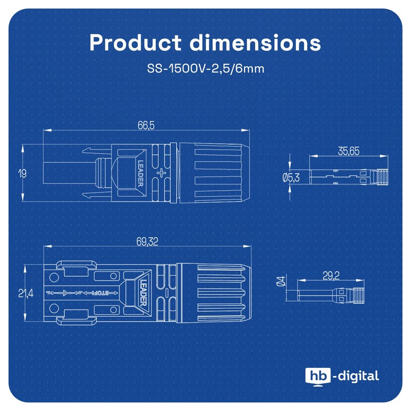 HB-DIGITAL Solar crimp set: 2x solar plugs for solar modules
