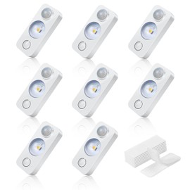 NIEGNOWOO LED Motion Sensor Puck Lights, Rechargeable Cabinet Lights, Stick on Wireless LED Night Light for Closet, Drawer, Shelf, Under Cabinet, Warm White 8Pack, USB Charging Cord Included