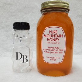 Pure Mountain Honey for The Dutch Kettle 44 Oz. Quart with Honey Bear Bottle