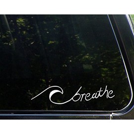 Breathe (Wave) - 3-3/4" x 8-1/2" - Vinyl Die Cut Decal/Bumper Sticker for Windows, Cars, Trucks, Laptops, Etc.