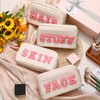 Remerry 4 Pcs Nylon Cosmetic Bag Travel Organizer Chenille Letter
