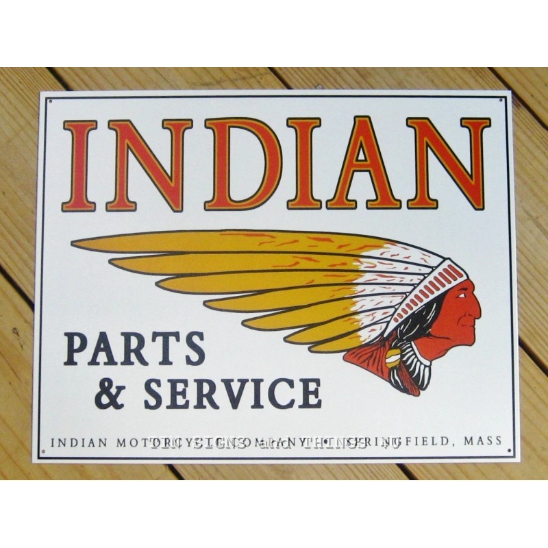 Indian Parts & Service TIN SIGN vtg chief motorcycle metal