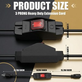 Weewooday 3 ft Outdoor Extension Cord with Switch, Waterproof On/Off Switch 3 Prong Heavy Duty 1875w, 14/3 Sjt Cable Inline 15a 125v Grounded Outlets Plugs for Appliances Outdoor Light (Black)