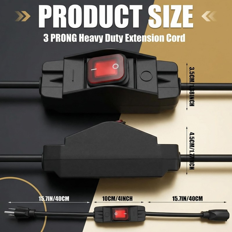 Weewooday 3 ft Outdoor Extension Cord with Switch, Waterproof On/Off