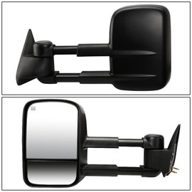 Auto Dynasty Compatible with Silverado/GMC Sierra Black Powered Heated Glass Manual Extendable Towing Side+Blind Spot Mirror wBezel
