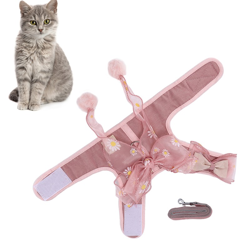 Cat Harness and Leash Set Breathable Fairy Bowknot Vest Cat
