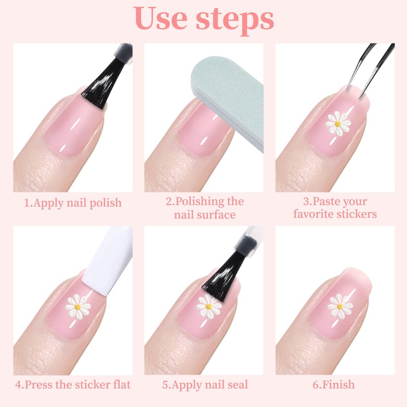 QIUTIMIY 3 Sheets Nail Art Stickers Decals Self-Adhesive 5D Embossed