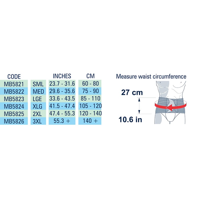 M-Brace AIR Mini Lumblock Back Brace, Grey, Large