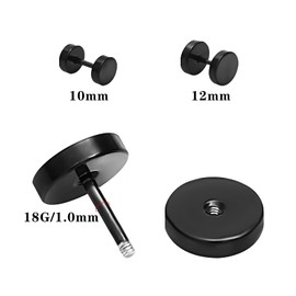 NEWITIN 12 Pairs Dot Stud Earrings for Men Faux Gauges Earrings Hypoallergenic Earrings Ear Tunnel Surgical Steel Earrings Screw Flat Back Earrings Round Ear Studs for Women Men