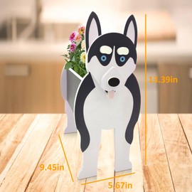 KIUGCO Siberian Husky Dog Planter Plant Pots, Cute Dog Flower Pots, Office Home Decor, Indoor/Outdoor Decor, Birthday Gifts for Women, Pet Planter Suitable Gifts for pet Lovers（9.45 * 5.67 * 13.39in）