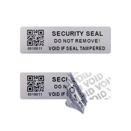 Tamper Evident Proof Barcode Stickers with Individual Serial Number Security Warranty Void Sticker,Sealing Label for Package(150pcs 2x0.6 inches,Matte Silver)
