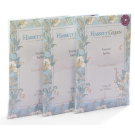 Hassett Green London - Hand Made Scented Sachet Large Three Pack - Natural Cotton - For Wardrobes and Drawers