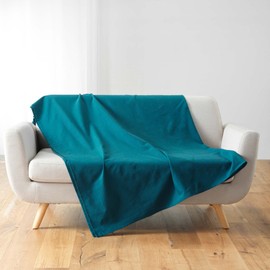 Douceur d'Intérieur Lucile 220 x 240 cm Polycotton Blanket, Blue