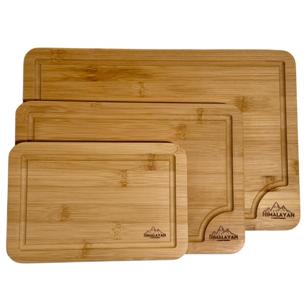 Bamboo Cutting Board Set of 3 for Kitchen - Wooden
