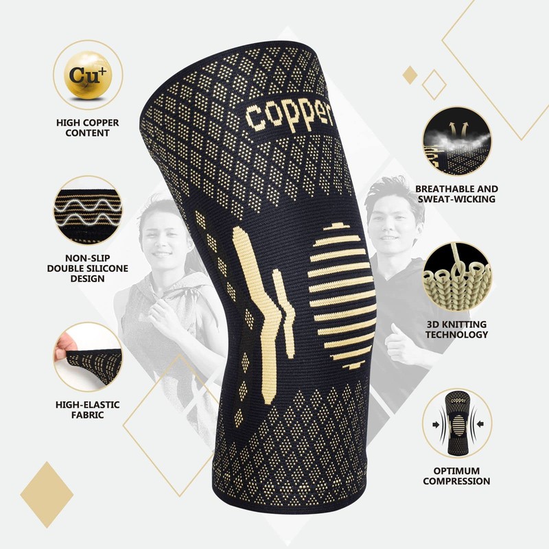 Pack of 2 Copper Knee Support for Men and Women,