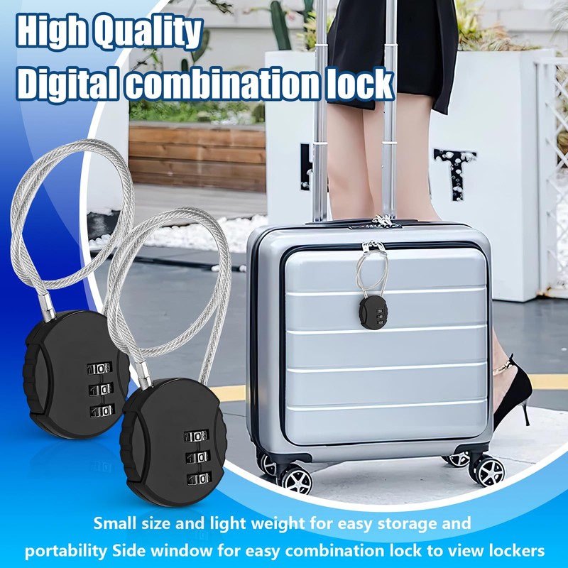 Wire Rope Lock, 2 Pcs Mini Code Lock, Wire Rope