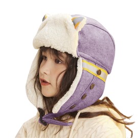 [Afindern] Pilot Cap, Children's Flight Cap, With Earmuffs, Fluffy, Cold Protection Hat, Cat Ears, Cute, Fleece-Lined, Warm, Windproof, Thermal, For 5-13 Years Old, Can Not Fly, Bicycle Commute,