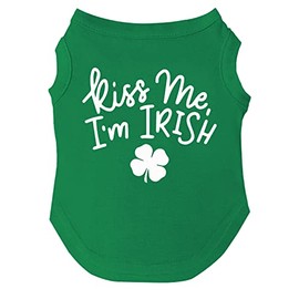 Kiss Me I'm Irish Dog Tee Shirt Sizes for Puppies, Toys, and Large Breeds (69 Green, 5X-Large)