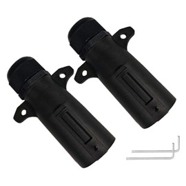 7 Way Trailer Plug | 7 Point Trailer Wiring Adapter Plug | Waterproof Round Wiring Adapter Seal Harness Accessories for Tail, Brake Light & Turn Signals