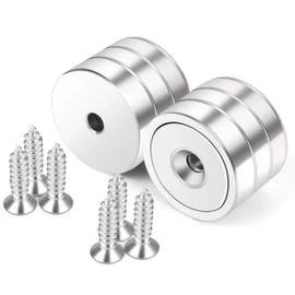 Neosmuk Magnets with Screws, 130lbs Strong Neodymium Disc Magnet with Holes in The Center,Cup Magnet with Mounting Hole Heavy Duty, Round Magnet Rare Earth Magnetic High Strength in Middle,6Pack