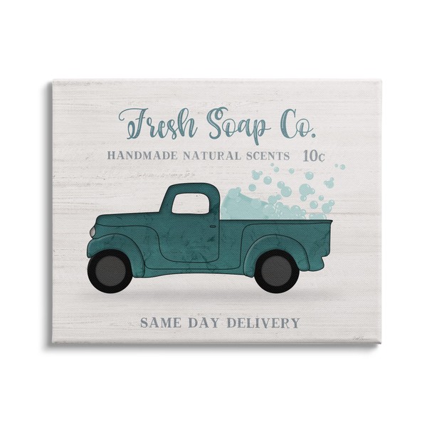 Stupell Industries Fresh Soap Co. Vintage Green Truck Bath Bubbles,