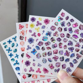 Sucodver Nail Seal, Hydrangea, Flower Sticker, Nail Sticker, Hydrangea, Petals, Flower, Rainy Season, Purple, Spring, Summer, Set of 6