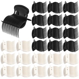 Pack of 24 Hot Roller Clips, Curler Clips, Curler Clips for Women Girls Hair Section (12 Black + 12 White)
