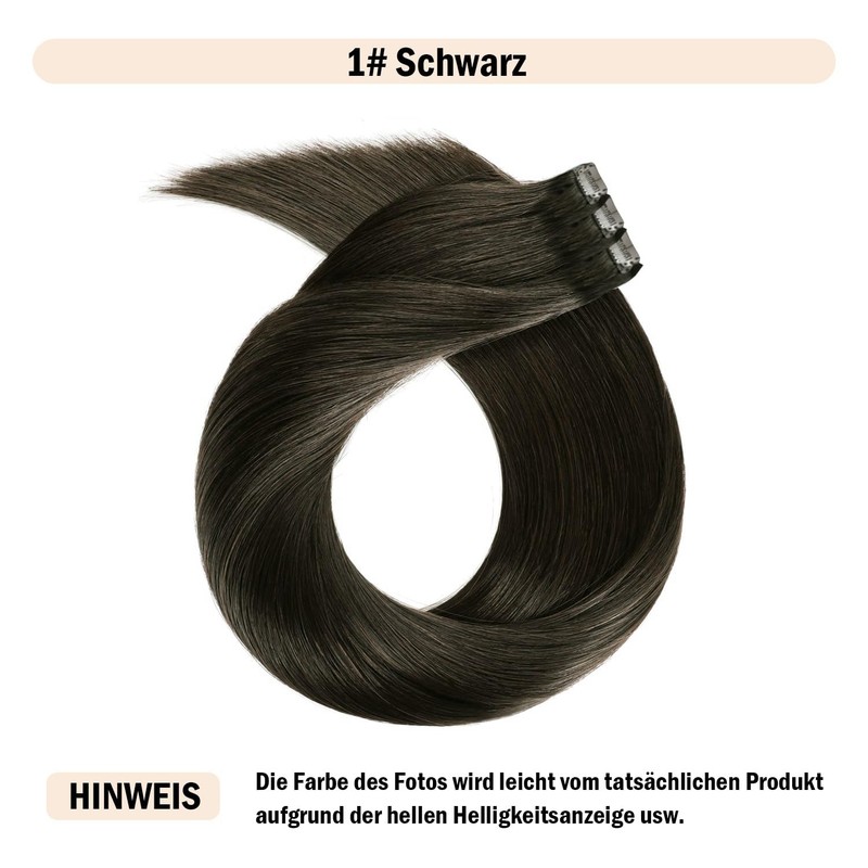 35 cm-55cm Clip-In Hair Extensions, 100 % Remy Real Human