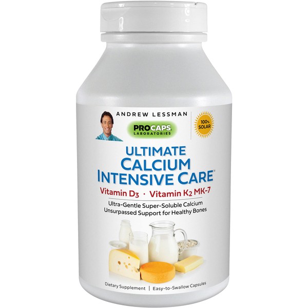 ANDREW LESSMAN Ultimate Calcium Intensive Care with Vitamin D3 & K2 MK7-120 mcg - 360 Capsules - Bone and Skeleton Health Essentials. Gentle, Easy to Swallow, Super Soluble. No Additives