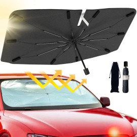JASVIC 2025 Windshield Sun Shade Umbrella, Foldable Car Umbrella Large, Silver