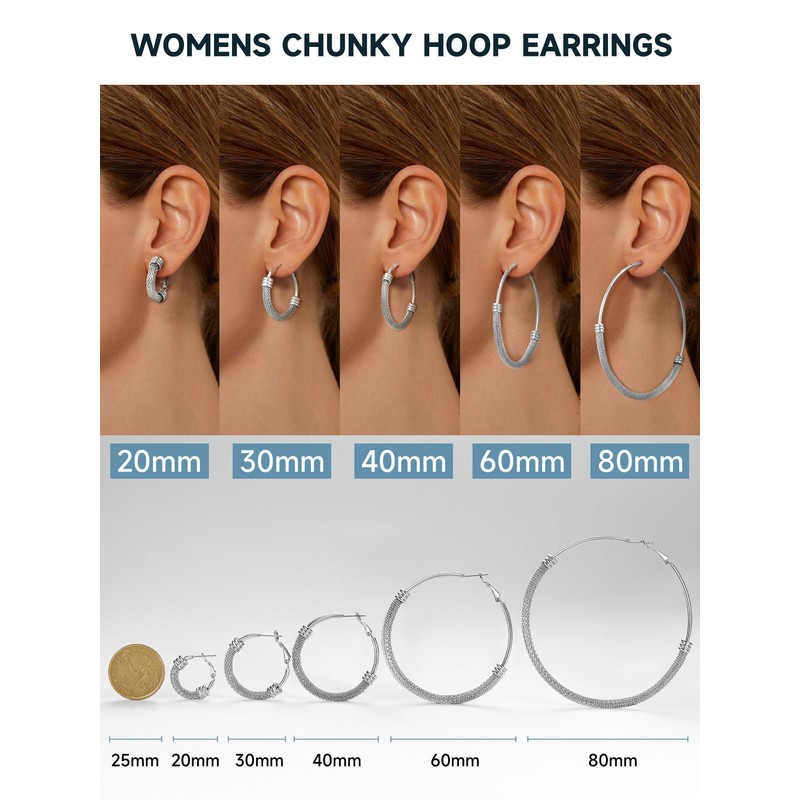 Silver Earrings for Women Silver Jewellery Chunky Silver Hoop Earrings