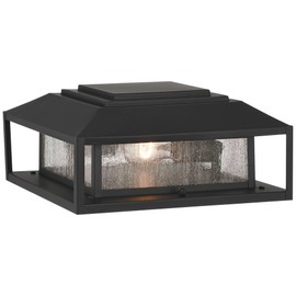 John Timberland Gregor 6" High Modern Outdoor Pier Mount Light Fixture Porch House Exterior Outside Lantern Weatherproof Black Seeded Glass Shade Front Door Patio Garage Home Deck Garden Backyard