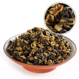 GOARTEA 250g / 8.8oz Supreme Yunnan Black Tea Bags - Fengqing Dian Hong Dianhong Loose Leaf Snail Shape Chinese Tea