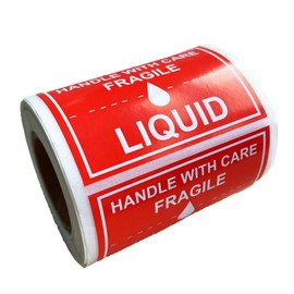Liquid Labels 2X3 inch Fragile Liquid Handle with Care Warning Stickers for Shipping and Packing 300 pcs per roll