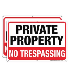 Private Property No Trespassing Metal Sign (2 Pack), 10 x 7 Inches Rust Free .040 Aluminum Sign – Reflective – Weatherproof - Easy to Mount - Indoor & Outdoor use