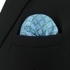 S&W SHLAX&WING Mens Pocket Square Checkered Green Azure Baby Blue