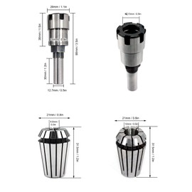 Varilla de extensión de fresa de 1/2 vástago, con pinza ER20 (6,5 mm + 13 mm), juego de 3 piezas para taladrar, fresar, roscar y rectificar