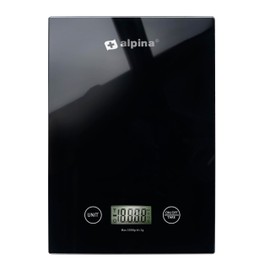 alpina Digital Kitchen Scales in g, lb, oz and ml - Precision Scale with Tare Function - Kitchen Accessories - 22 x 15.5 cm - Black