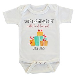 Witty and Bitty Your Christmas Gift Will Be Delivered Baby Pregnancy Reveal Onesie Expecting Announcement Parents Grandparents Family (July 2025)