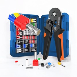Espectronix HSC8 10-6A Crimping Tool Set, Carbon Steel Handle Set with Terminals, 1200 Pieces, Hex Crimping, Cold Pressed Cable Connectors