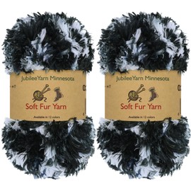 BambooMN Chunky Fluffy Soft Fur Variegated Eyelash Yarn - 100% Polyester - Starry Night - 2 Skeins
