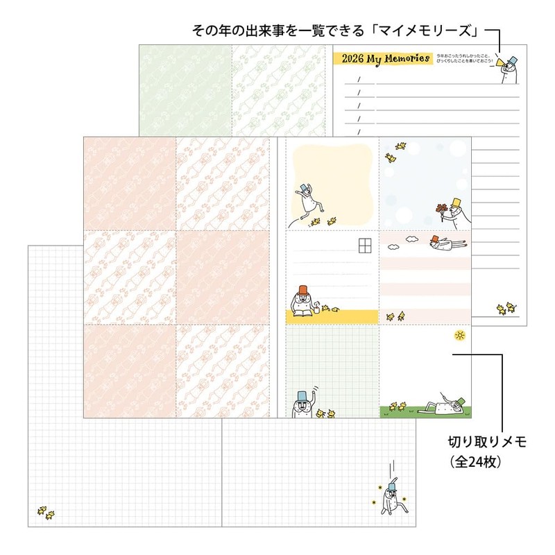 Midori Pocket Diary 2026 B6 Weekly Ojisan Pattern 22376006 (Starts