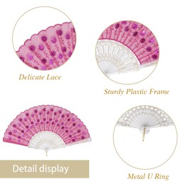 QIRMIZI 30 PACK Fabric Folding Handheld Fans, Perfect for Weddings, Parties, and Dancing,Deeppink