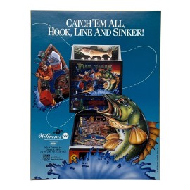 Williams Fish Tales Pinball Flyer Original 90s Promo Retro Gameroom Art Vintage