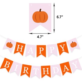 Gankbite Girl Fall Birthday Party Banner Little Pumpkin Theme Decoration Thanksgiving Pink Orange Pom Poms Supplies